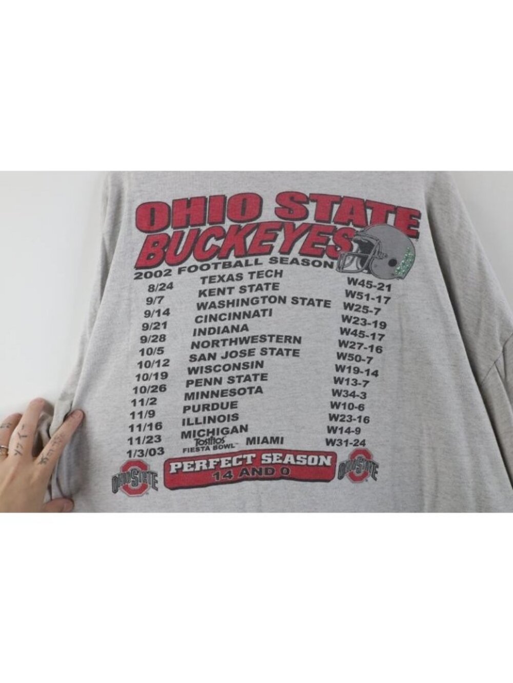 Mens 3XLT Thrashed 2002 National Champs Ohio State University Football T-Shirt - Picture 15 of 16